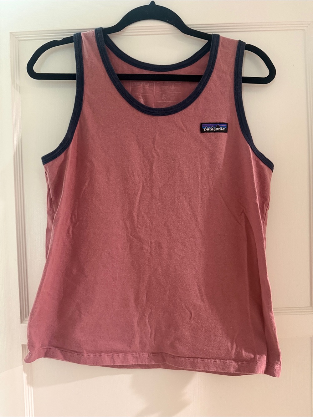 Patagonia Girls' Dusty Rose Tank with Navy Trim